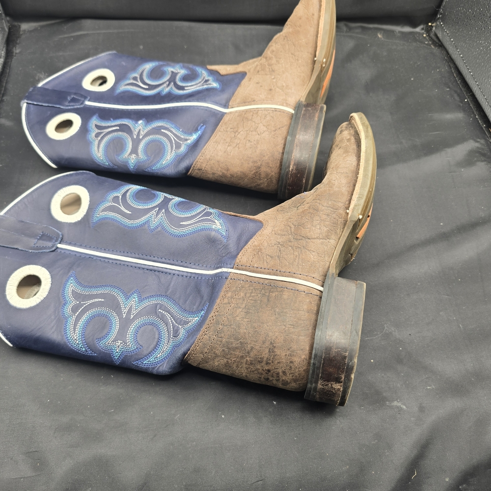 Old West Rustic Brown and Navy Cowboy Boots